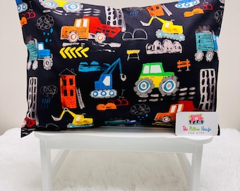Sketch Construction Trucks Kids Toddler Pillowcase Travel or Comfort Pillow Case Cover