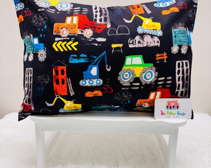 Sketch Construction Trucks Kids Toddler Pillowcase Travel or Comfort Pillow Case Cover