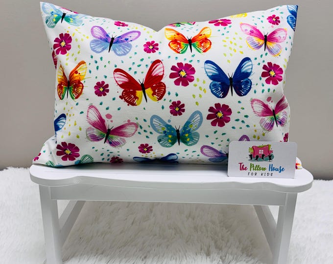 Watercolor Garden Butterfly & Blossom Kids Toddler Pillowcase Travel or Comfort Pillow Case Cover