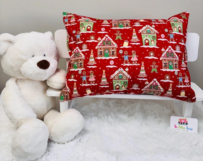 Sweet Gingerbread Village Pillowcase • Holiday Toddler & Travel Pillow Cover (Multiple Sizes)