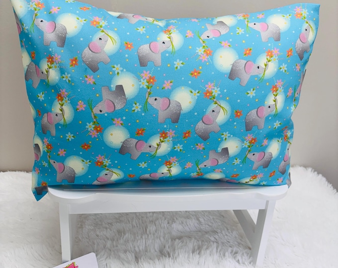 Sweet Elephants & Flowers Kids Toddler Pillowcase Travel or Comfort Pillow Case Cover