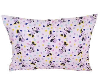Minnie Mouse Polka Dot Travel Pillow Case / Disney Character Child Pillow Case / Toddler Pillowcase Fits 13x18 Pillow