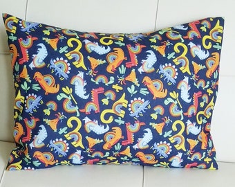 Dinosaur Rainbow Toddler or Travel Pillow Case | Dino Child Pillowcase Fits 13x18 Pillow