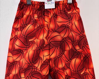 Basketball Toddler Shorts, Handmade Boy Sports Apparels, Sizes 2T-8 Kids Summer Shorts