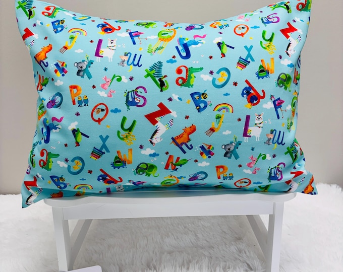 Animal ABC Alphabet Kids Toddler Pillowcase Travel or Comfort Pillow Case Cover