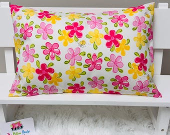 Garden Flowers & Bumblebees Kids Toddler Pillowcase Travel or Comfort Pillow Case Cover