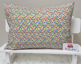Mini Rainbow Hearts Kids Toddler Pillowcase Travel or Comfort Pillow Case Cover