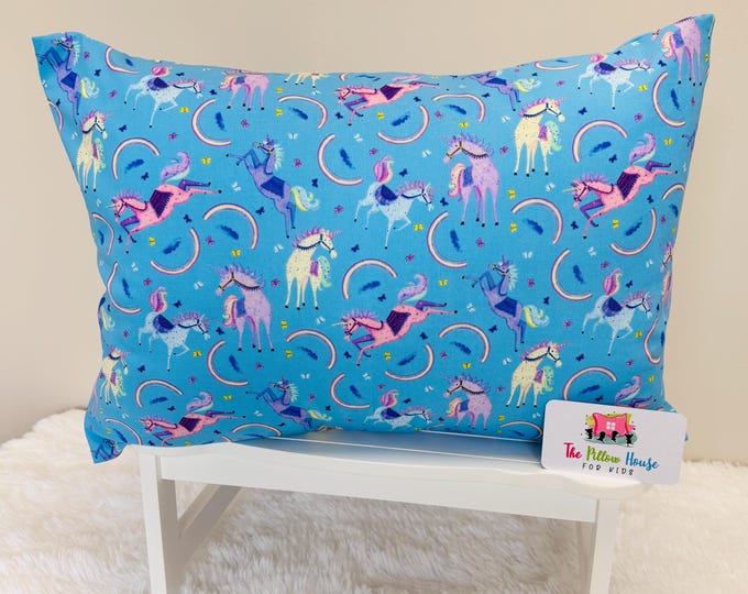 Sky Unicorns & Rainbows Kids Toddler Pillowcase Travel or Comfort Pillow Case Cover