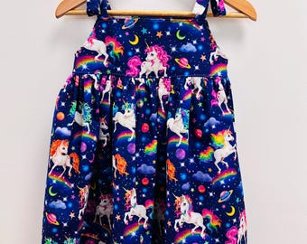 Unicorn Toddler Sundress Girls Purple Cotton Summer Dress Size 2T-3T