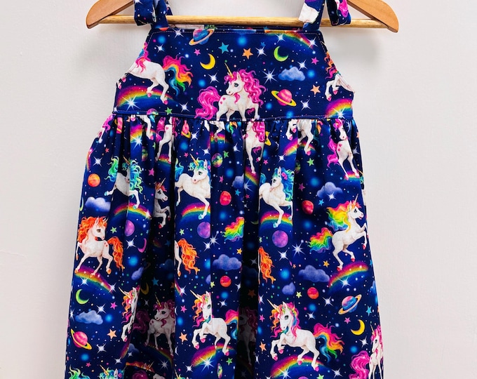 Unicorn Toddler Sundress Girls Purple Cotton Summer Dress Size 2T-3T