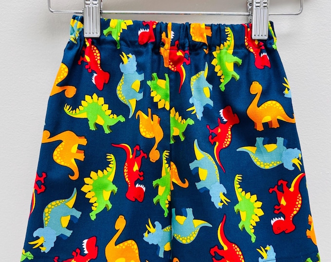 Dinosaur Toddler Shorts Boys Cotton Summer Clothes Size 2T 3T Handmade