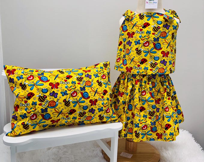 Ladybug Toddler Skirt Set Yellow Bug Bumblebee Summer Clothes (Choose Your Size 2T-8)