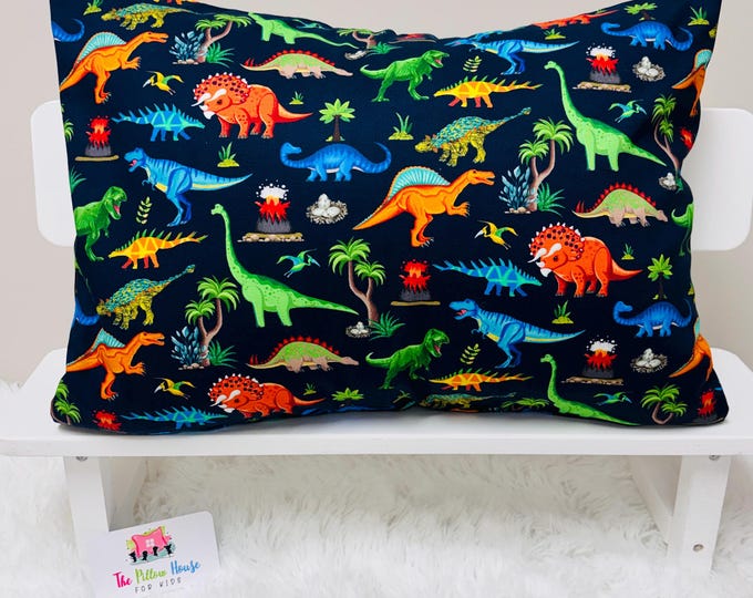Vibrant Volcanic Dinosaurs  Kids Toddler Pillowcase Travel or Comfort Pillow Case Cover