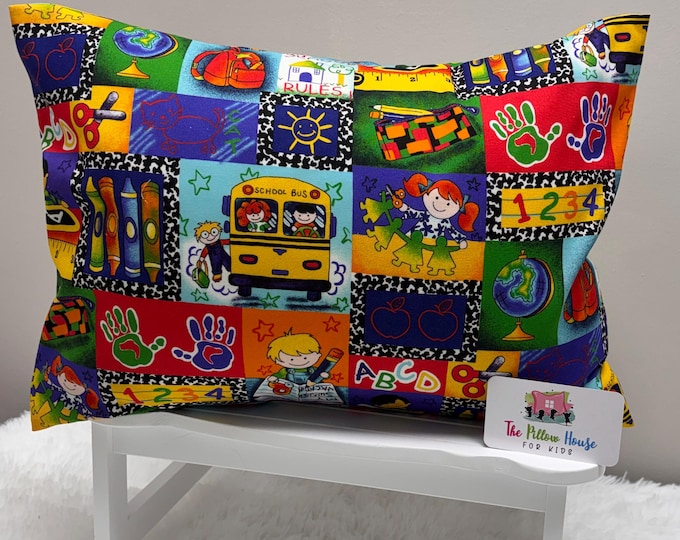 School Bus Toddler Pillowcase Kids Crayon Travel Bedding 10x15 13x18 14x19 Cotton Pillow Case