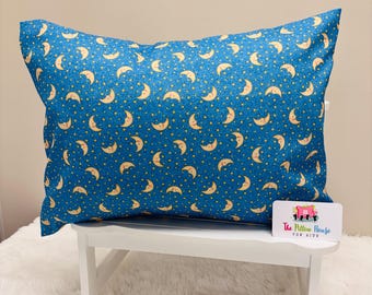 Smiling Crescent Moons & Stars Kids Toddler Pillowcase Travel or Comfort Pillow Case Cover