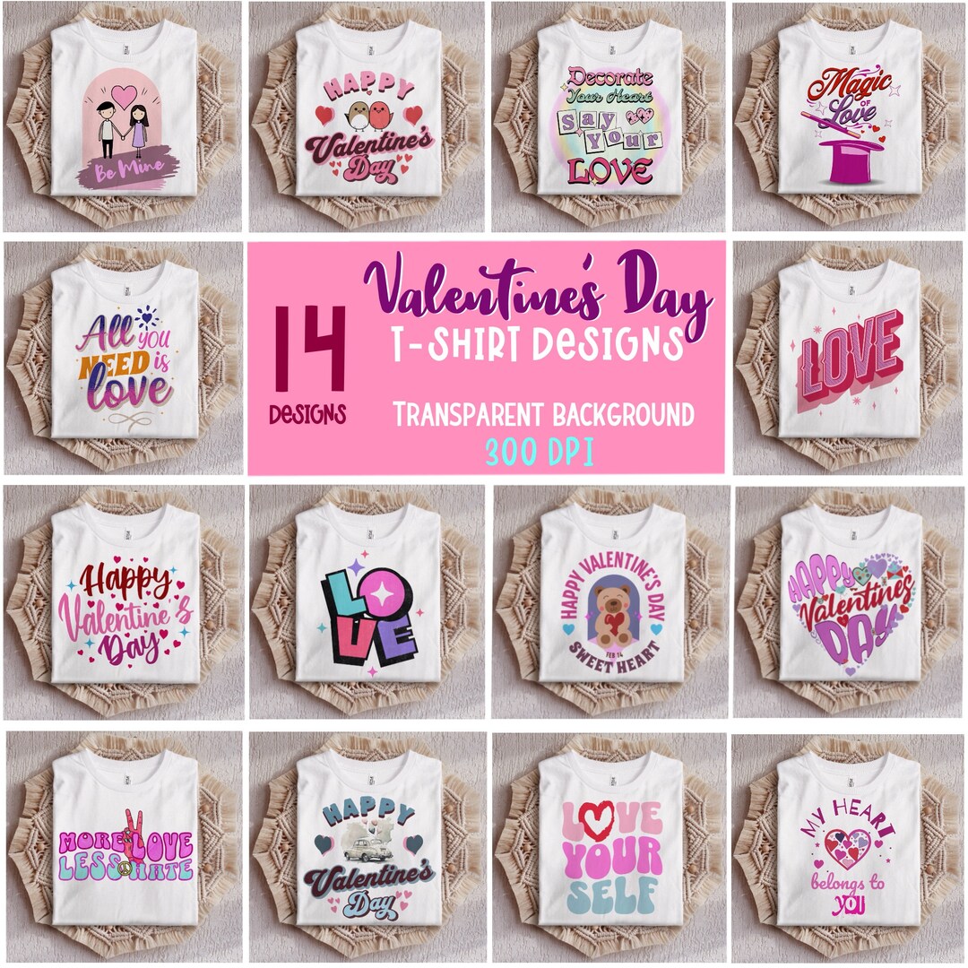 Valentine T-shirt Sublimation Bundle Png, Trendy Valentines Day Png ...
