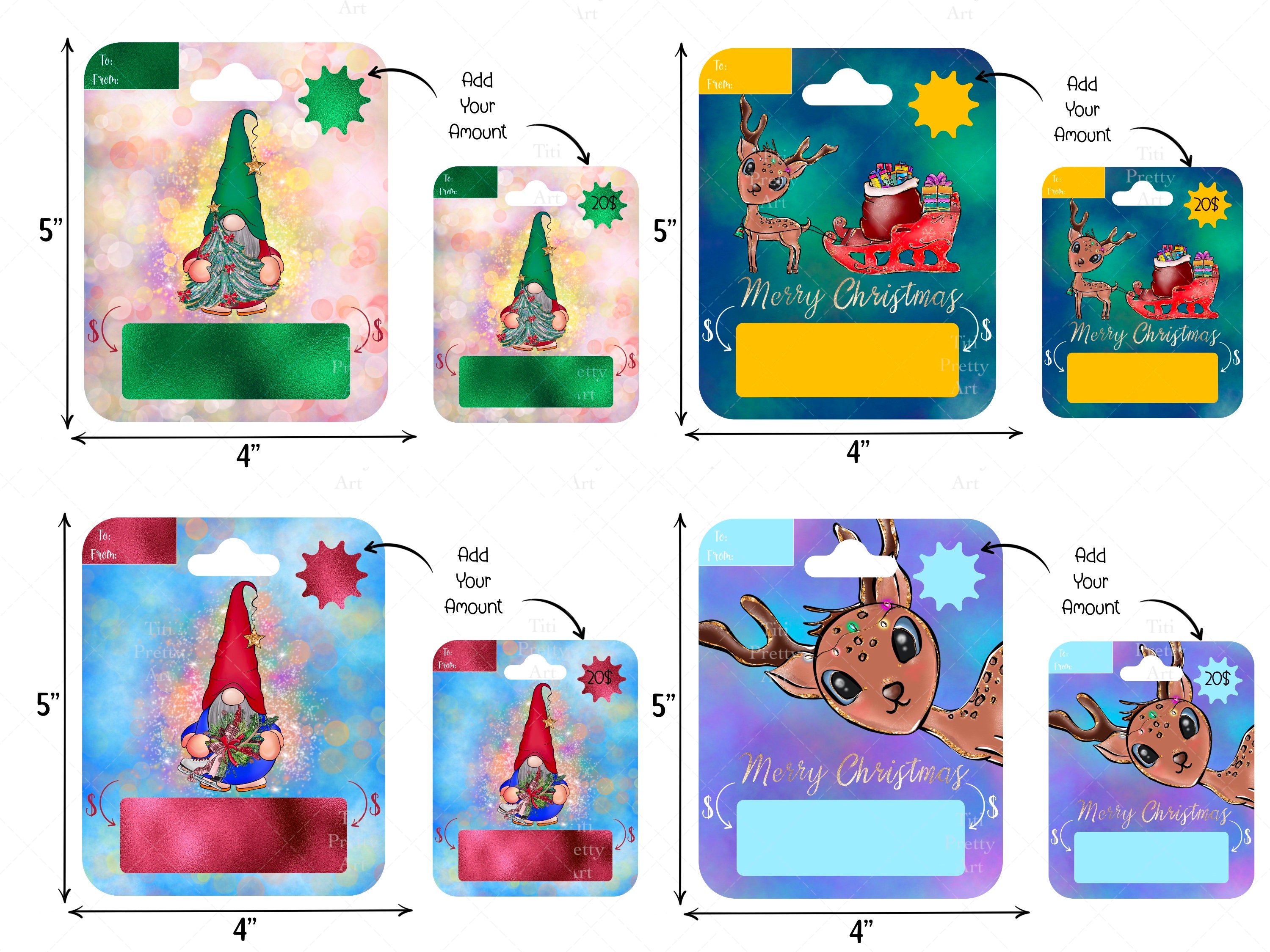 Christmas Money Card PNG Gift Box Money Card Template Gift - Etsy