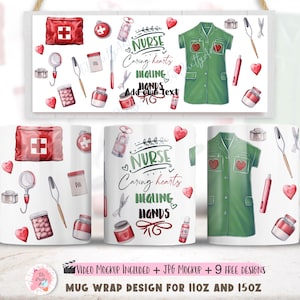 Nurse Mug Wrap Sublimation Design, Nurse Gift Full Wrap Mug 150z, Sublimation Designs, Digital Download, 11 Oz Mug Template