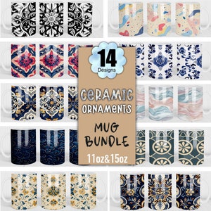 Ceramic Mug Wrap Bundle Sublimation Design, Rustic 15 Oz Mug Template, Mexican Sublimation Blank, Digital Download, 11 Oz Mug Template