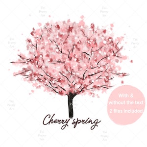 Cherry Blossom Tree Sublimation Design PNG, Cherry Spring, Welcome Spring, Hand Drawn, Digital Download