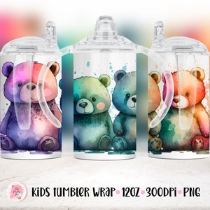 Bears 12 Oz Tumbler Wrap, Bear Sippy Cup Wrap, Kids Tumbler Wrap, Kids Tumbler Mockup, Sippy Cup Png, Bear Tumbler Wrap
