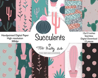 Paper Flower Svg, Plants Svg, Cactus Svg, Cacti Svg, Succulents Svg, Cactus Clipart, Floral Background, Boho Digital Paper, Gardening Svg