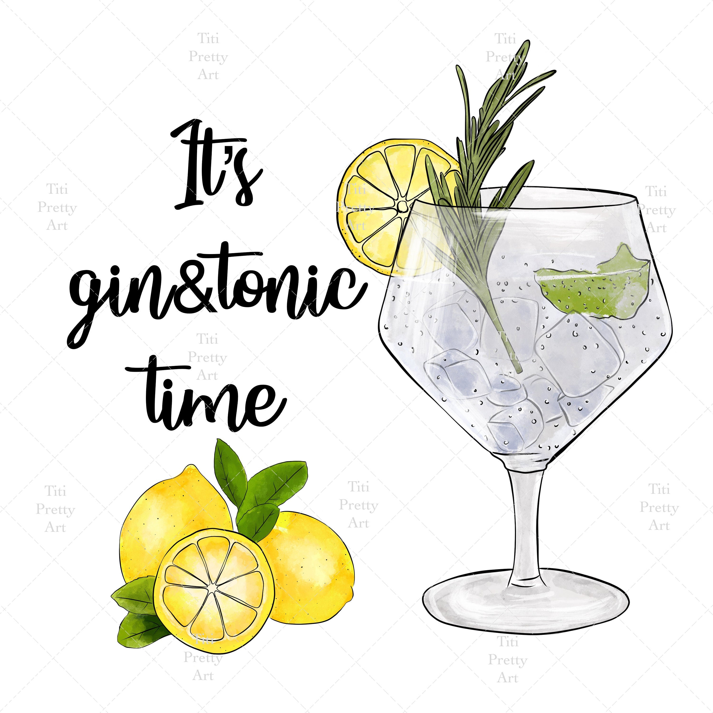 Gin and Tonic Cocktail Sublimation PNG Design Hand Drawn - Etsy UK