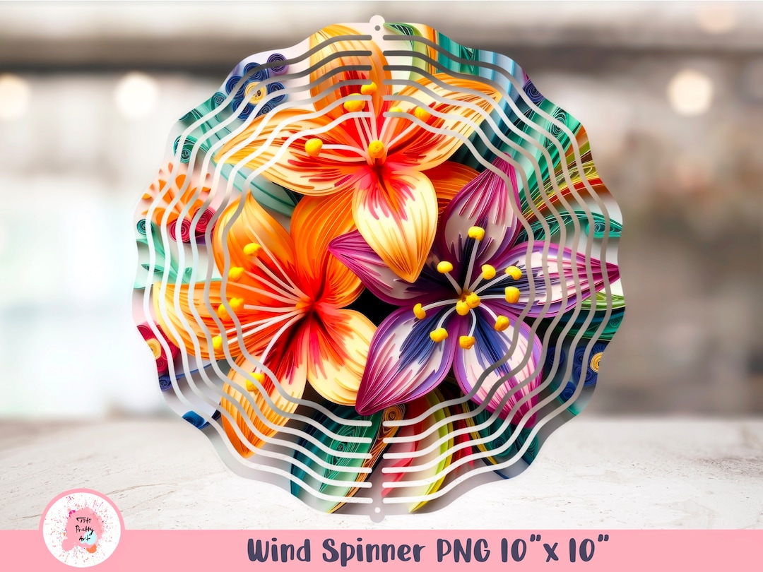 Wind Spinner Sublimation Png, Flowers 3D Wind Spinner, Door Hanger Png ...