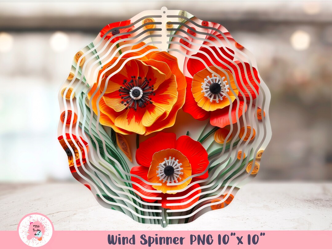 Wind Spinner Sublimation Png, Flowers 3D Wind Spinner, Door Hanger Png ...