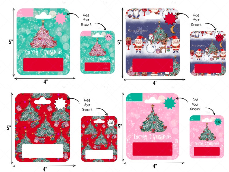 Christmas Money Card PNG Gift Box Money Card Template Gift - Etsy