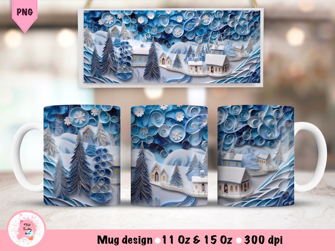 3d Christmas Mug Wrap Sublimation Design, 15 Oz Mug Template ...