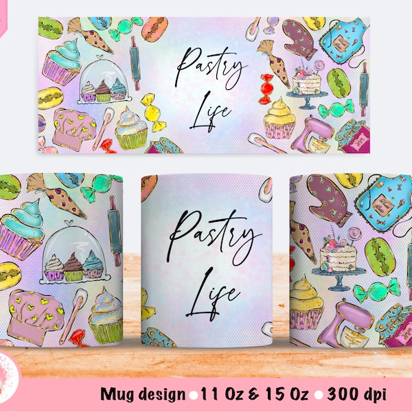 Bakery Mug Wrap, Sublimation Blank, Popular Png, Mug Wrap, Coffee Mug Png, Bakery stickers, Baking Png, Sweets Clipart