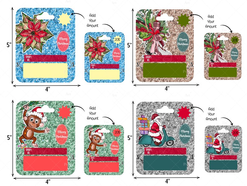 Christmas Money Card PNG Gift Box Money Card Template Gift - Etsy