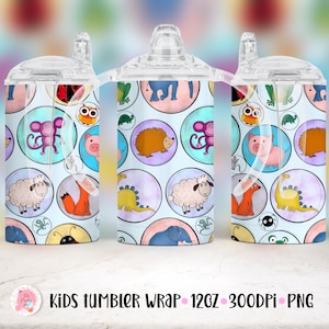 12 Oz Tumbler Wrap, Sippy Cup Wrap, Kids Tumbler Wrap, Tumbler Background, Animals Tumbler