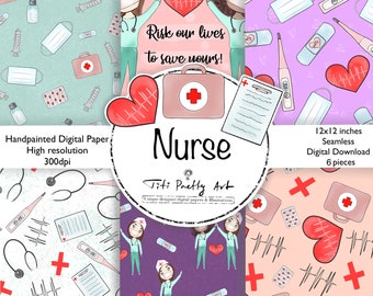 Nurse Seamless Patterns, Nurse Png, Doctor Png, Digital Paper