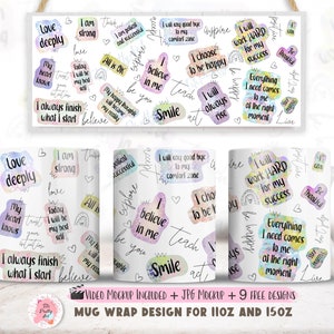 Mug Wrap Sublimation, Affirmation Png, Self Love Png, Mental Health Png, Sublimation Mug Wrap