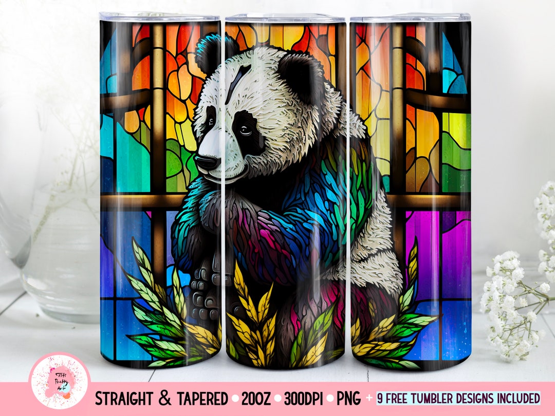 Panda Stained Glass Skinny Tumbler 20 Oz Sublimation Design, Instant ...