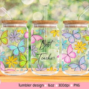 16oz Glass Can Png, Teacher Libbey Can Glass 16 oz, Teacher Tumbler Png, Glass Can Png