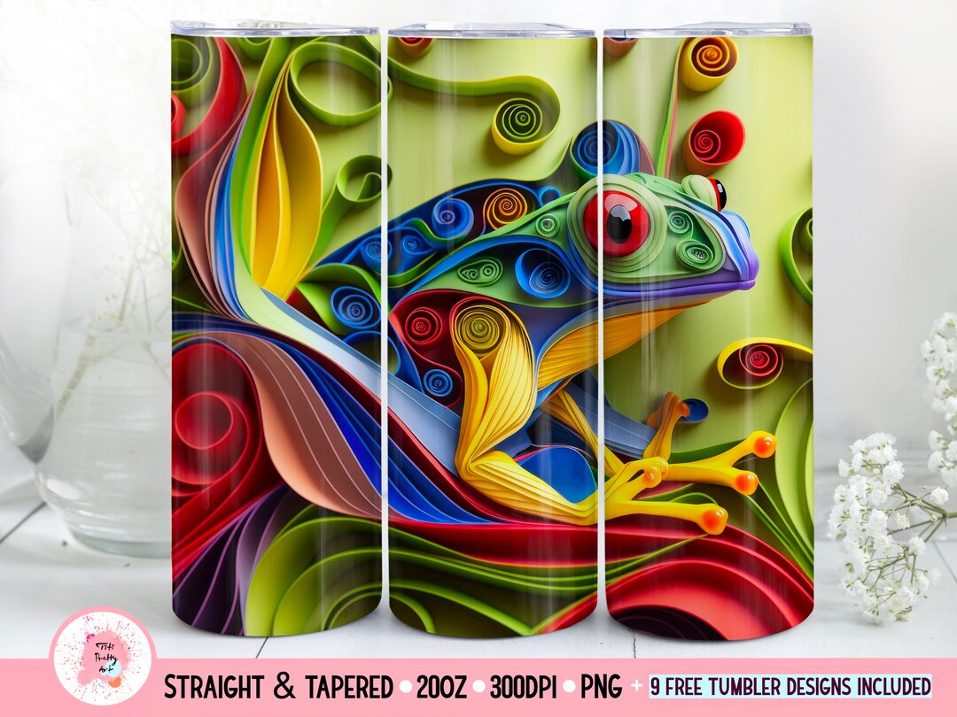 Frog Skinny Tumbler 20 Oz Sublimation Design, 3d Tumbler Wrap, Instant ...