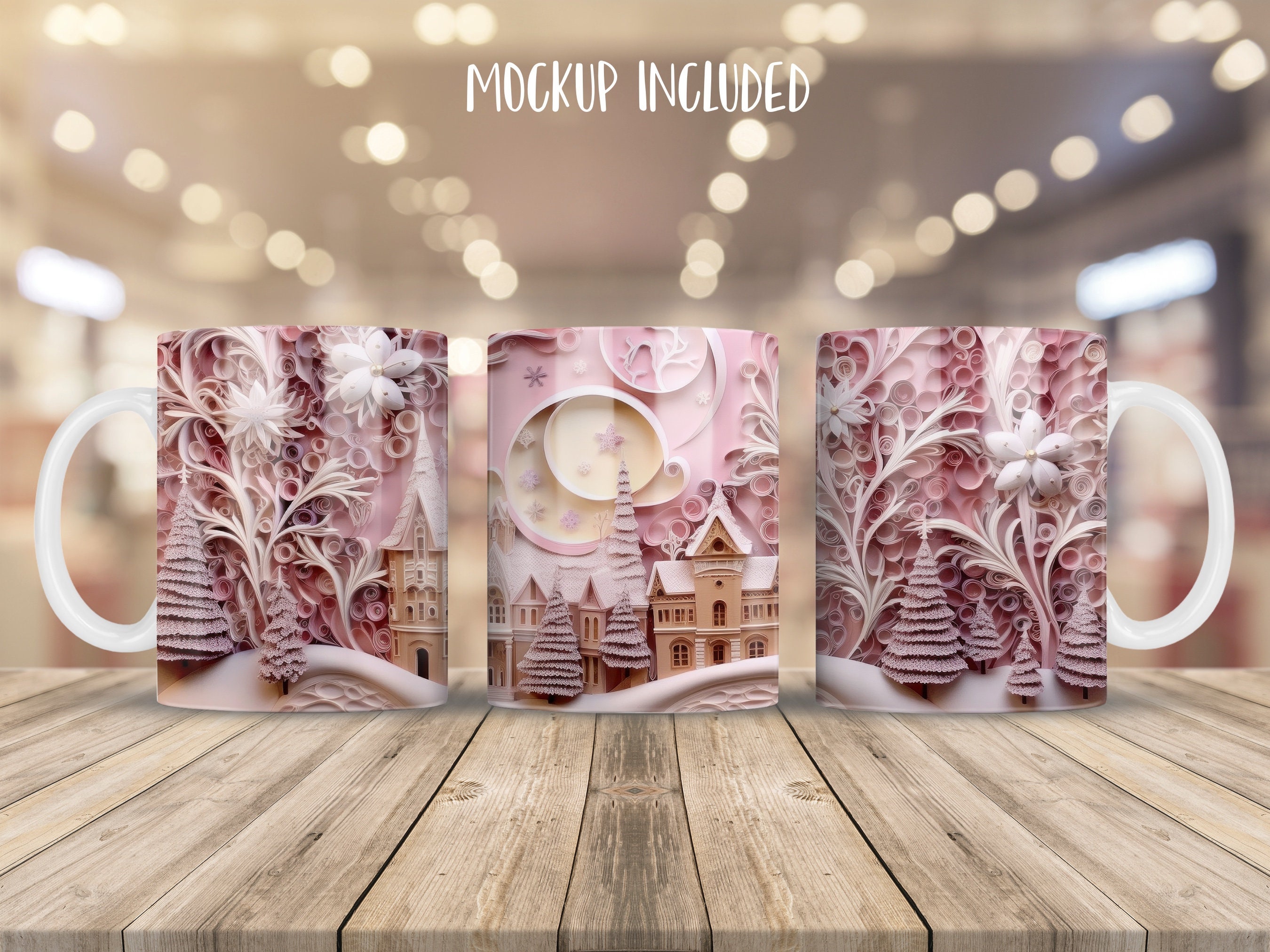 Pink Christmas Mug Sublimation Graphic by StellarMockups&Graphics ·  Creative Fabrica
