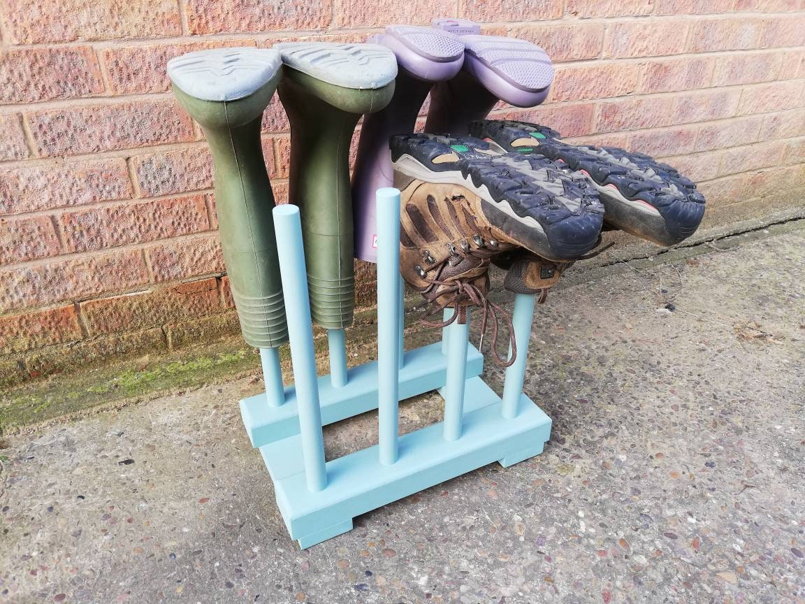 Wooden Welly Rack 4 Pairs Wellington Boot Stand Etsy
