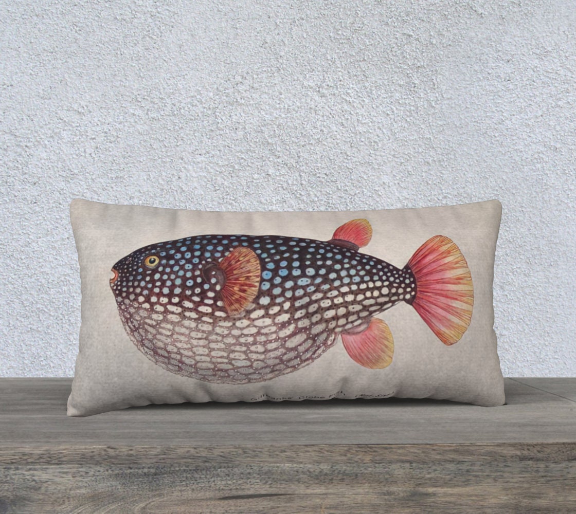 Puffer top fish pillow