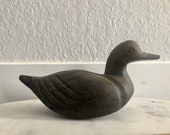 Vintage wooden duck figure antique wooden duck doorstop wood grain duck statue duck bookend bird figurine loon carving