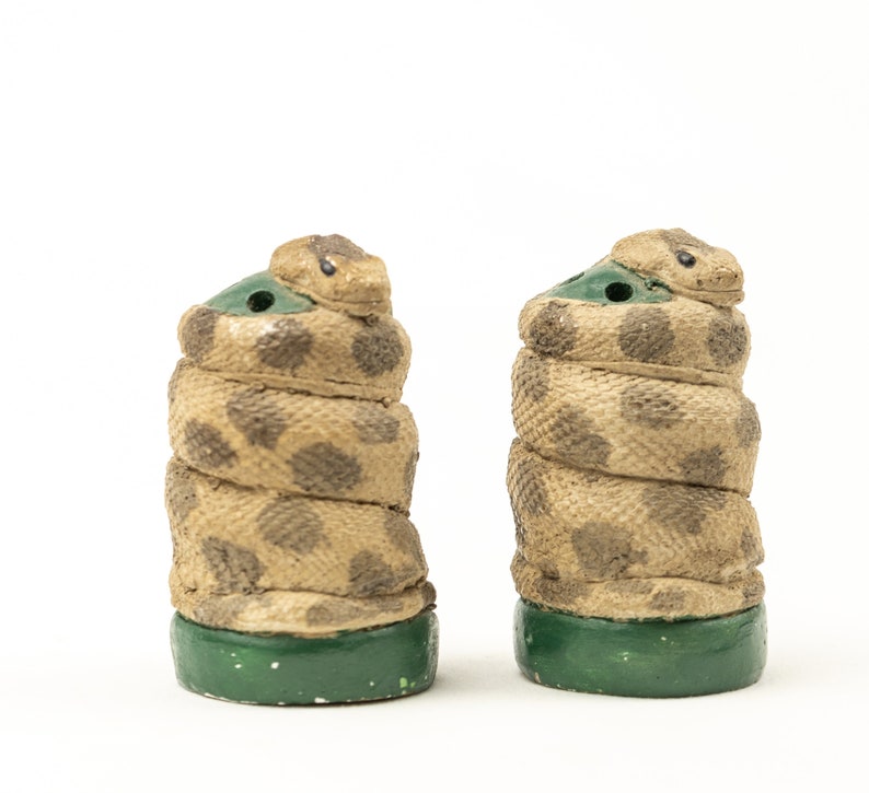 Vintage Chalkware Coiled Snake Salt and Pepper Shakers Etsy