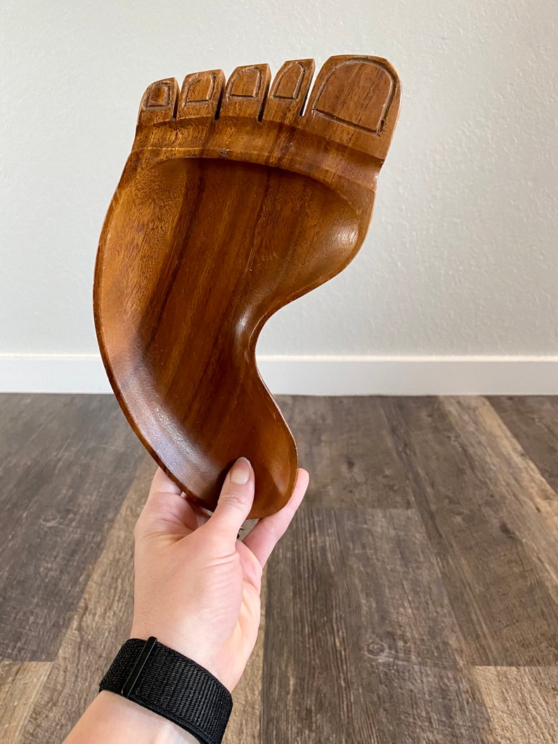 jewelry dish Vintage wooden trinket dish teak carved foot bowl human foot dish
