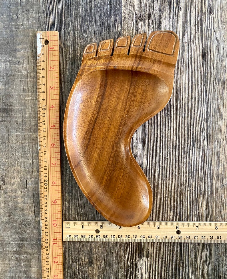 jewelry dish Vintage wooden trinket dish teak carved foot bowl human foot dish
