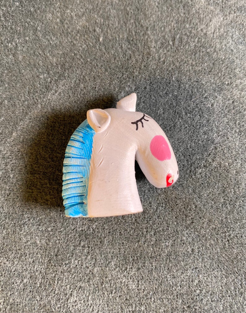 Vintage White Clay Unicorn Head Figurine White Unicorn Decor Etsy