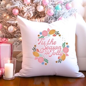 Christmas Decor Pillow Pink Christmas Mid Century Modern Aesthetic Pillow Cover Vintage Home Decor Colorful Christmas Pillow Case Holiday