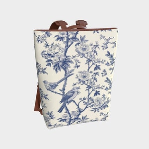 Sac à dos d'école en cuir bleu pour elle, toile française, cartable pour fille, sac de voyage en cuir végétalien, cadeau pour étudiant, sac à dos en cuir