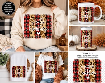 Sweater Weather Sublimation PNG, Leopard Pumpkin Buffalo Plaid PNG, Fall Thanksgiving Shirt Design, Autumn Sublimation Design